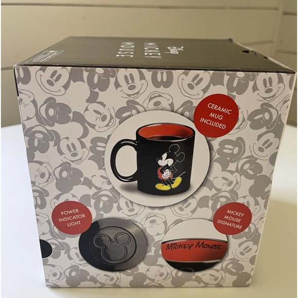 Disney Mickey Mouse Electric Mug Warmer 10oz Ceramic Mug Black Red, DMP-16 NIB - Picture 4 of 5